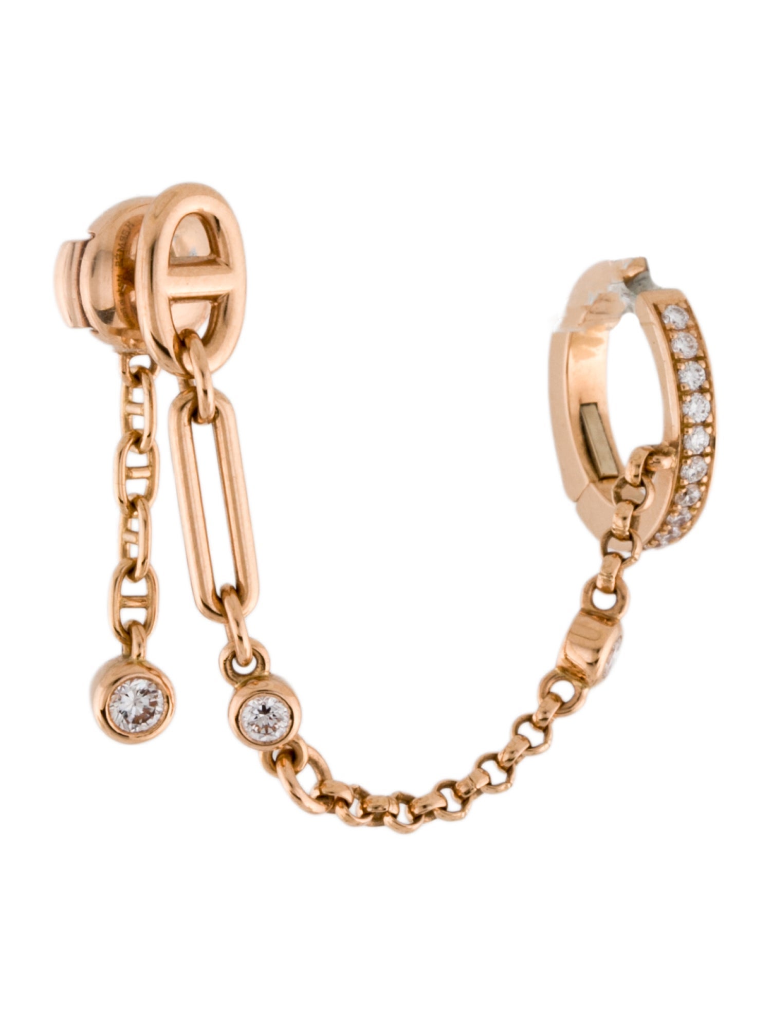 Hermès 18K Diamond Chaine d'Ancre Chaos Left Single Earring