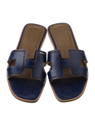 Hermès Epsom Perforated Oran Patent Leather Slides