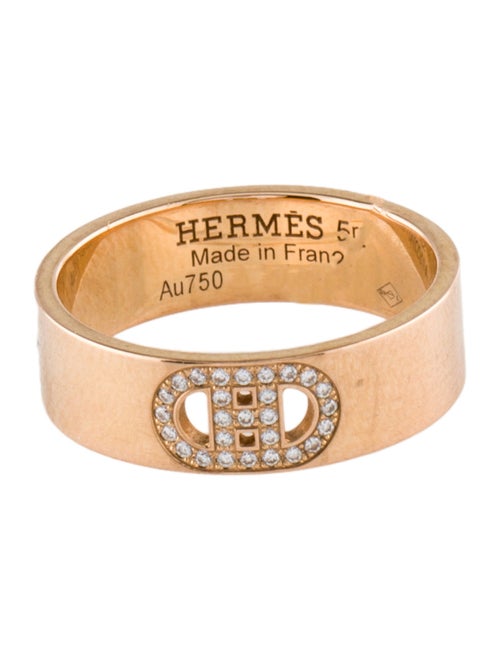 Hermès 18K Diamond Small H d'Ancre Ring