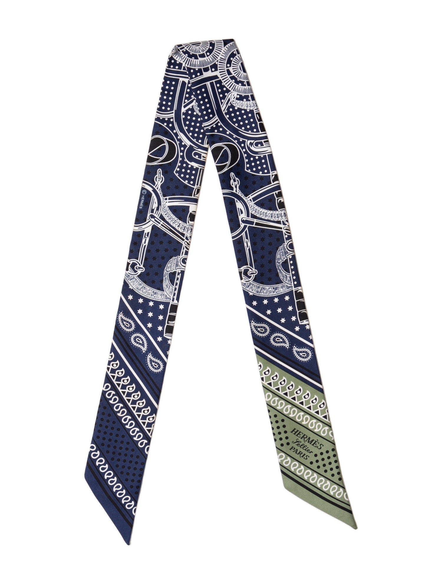 Hermès Eperon d'Or Bandana Silk Twilly Scarf