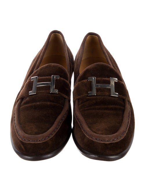 Hermès H Logo Suede Loafers