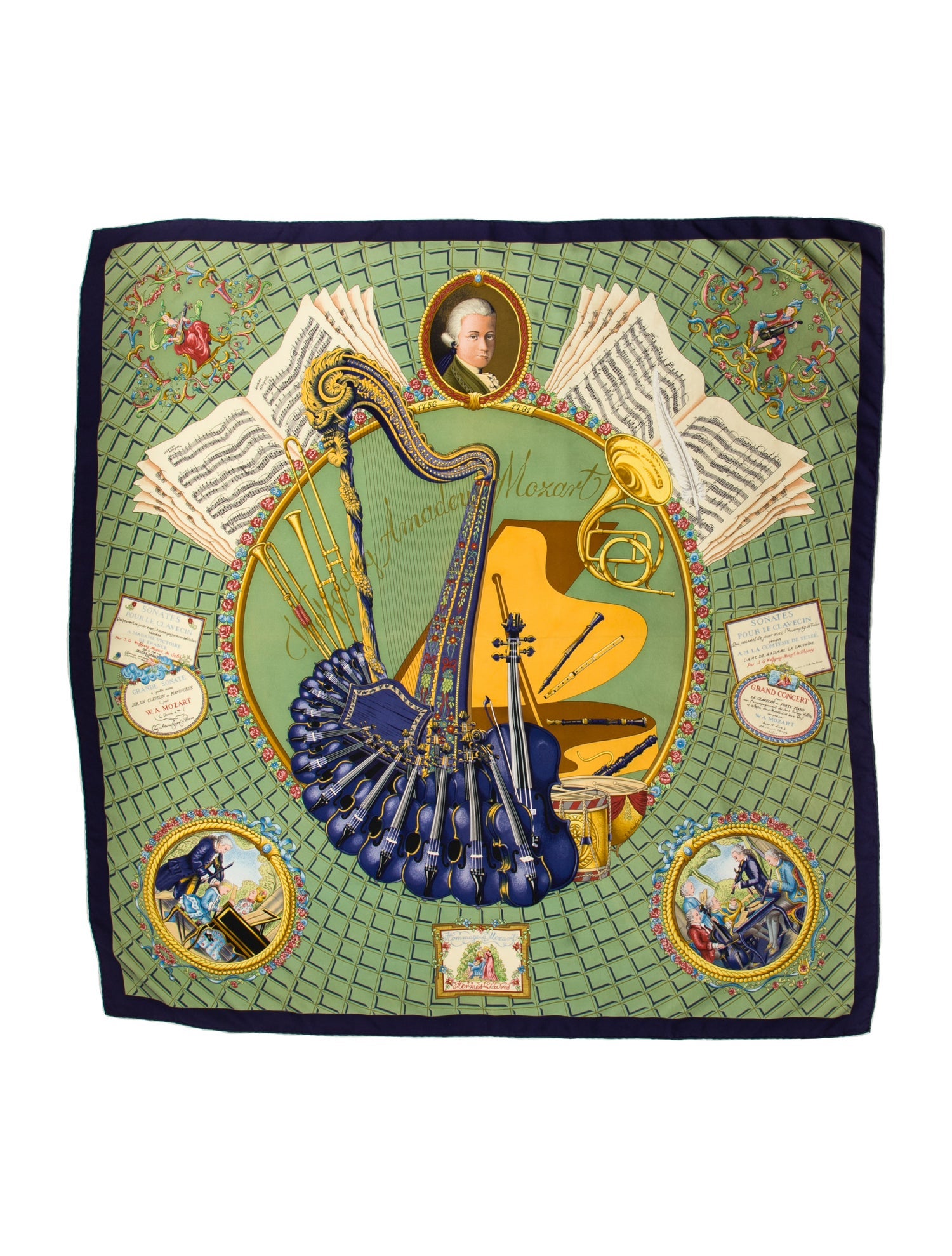 Hermès Hommage a Mozart Silk Scarf