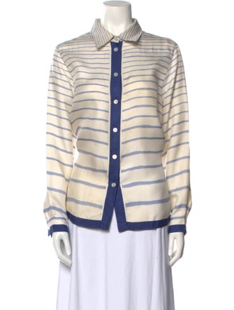 Hermès Silk Striped Button-Up Top