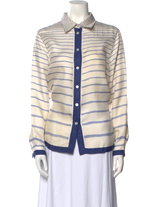 Hermès Silk Striped Button-Up Top