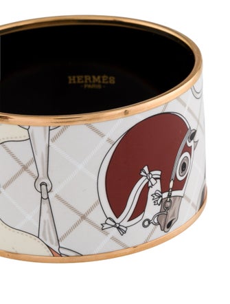 Hermès Enamel Extra Wide Tatersale Bangle Bracelet