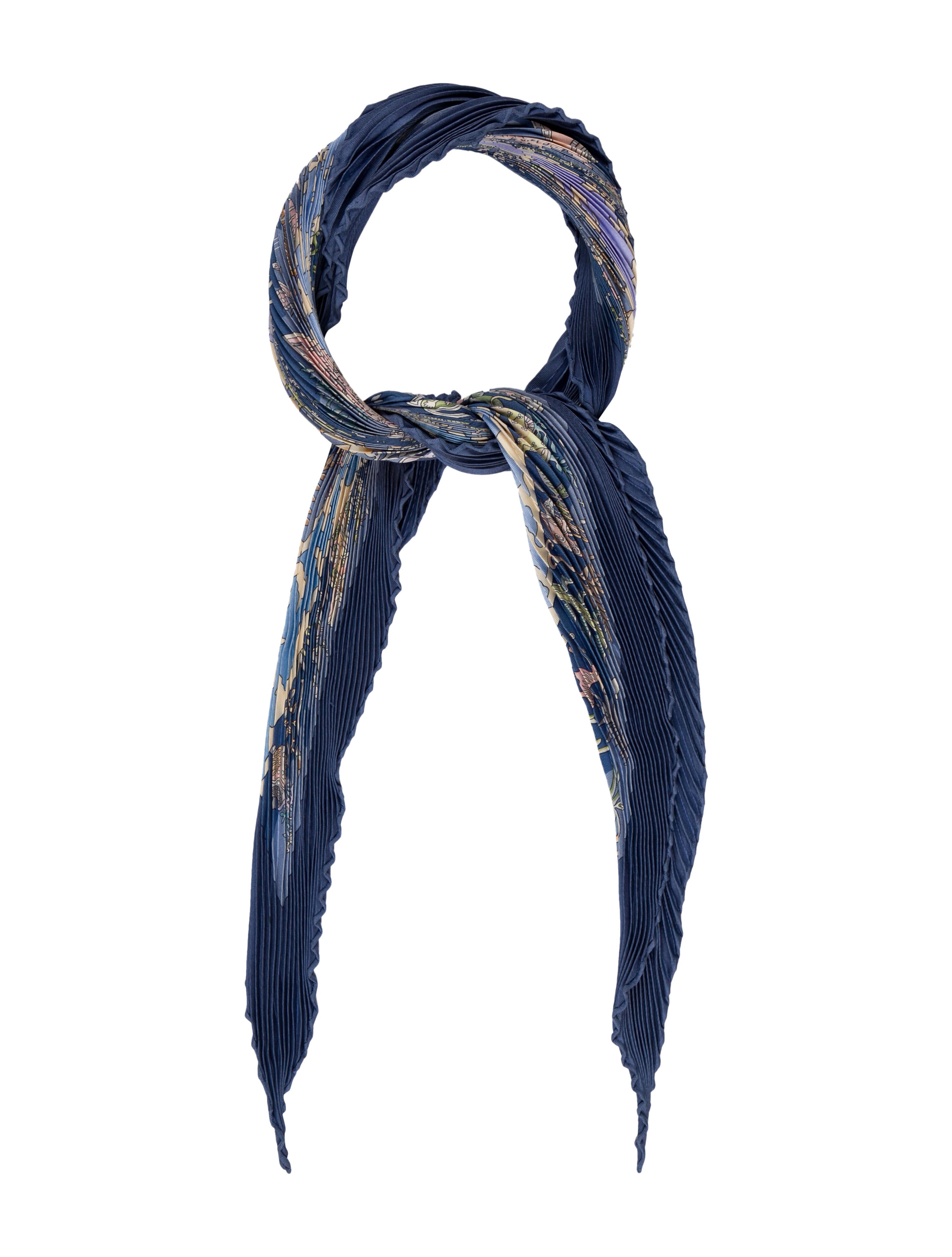 Hermès Rives Fertiles Silk Plissé Scarf