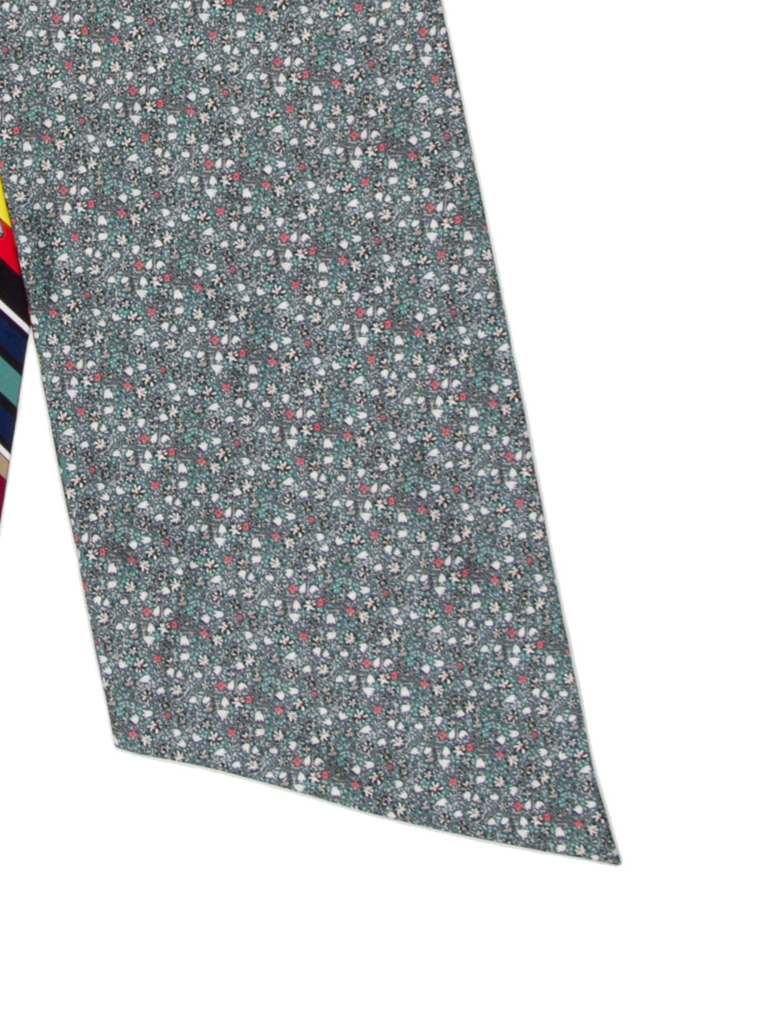 Hermès Sangles en Zigzag Fleuries Maxi Cut Silk Twilly Scarf