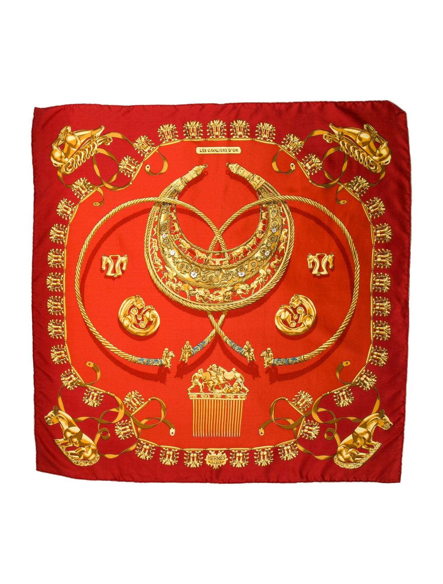 Hermès Les Cavaliers D Or Silk Scarf