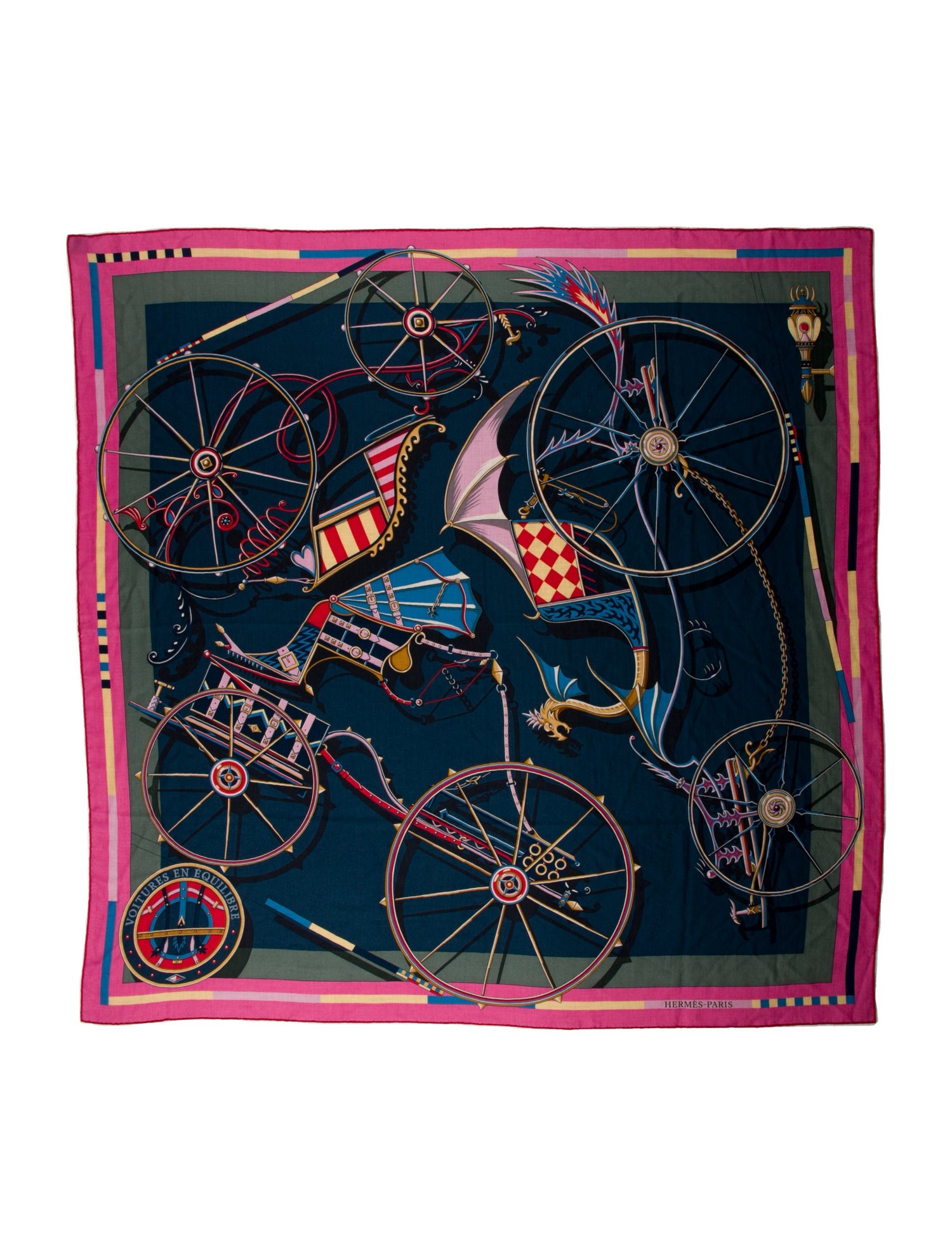 Hermès Voitures En Equilibre Cashmere Shawl