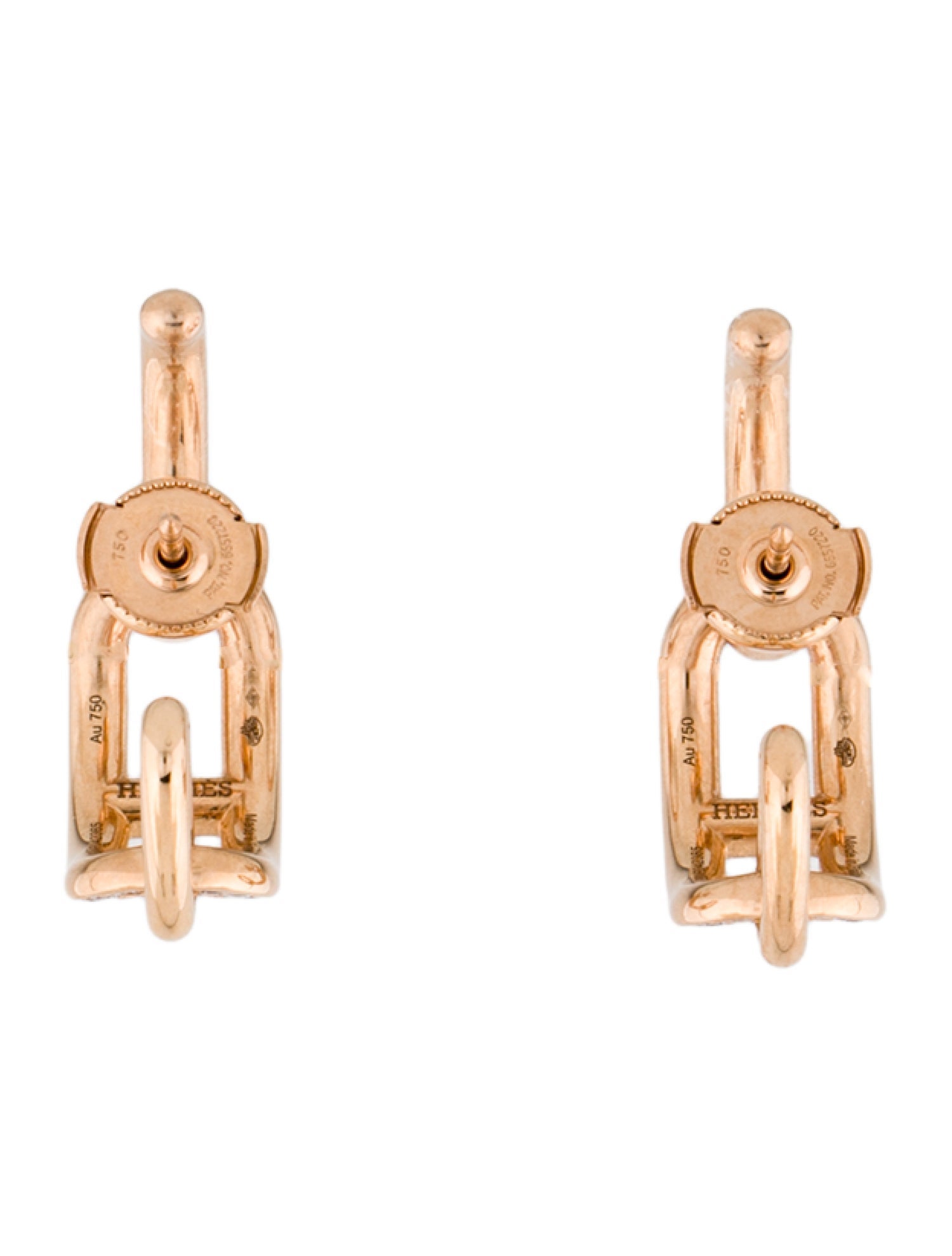 Hermès 18K Diamond Chaine D'Ancre Huggie Earrings