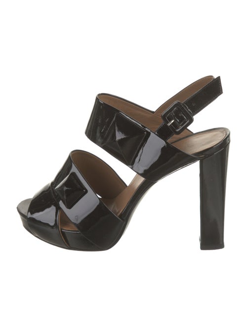 Hermès Patent Leather Printed Slingback Sandals