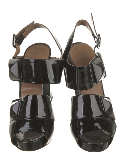 Hermès Patent Leather Printed Slingback Sandals