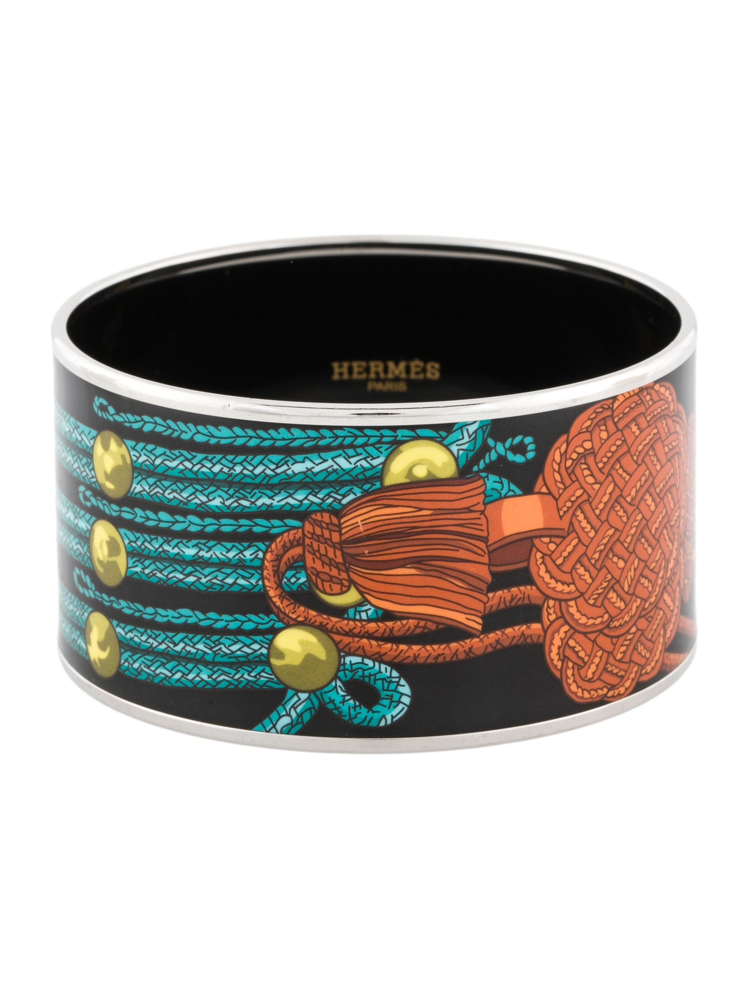 Hermès Extra Wide Enamel Brandebourgs Bangle Bracelet