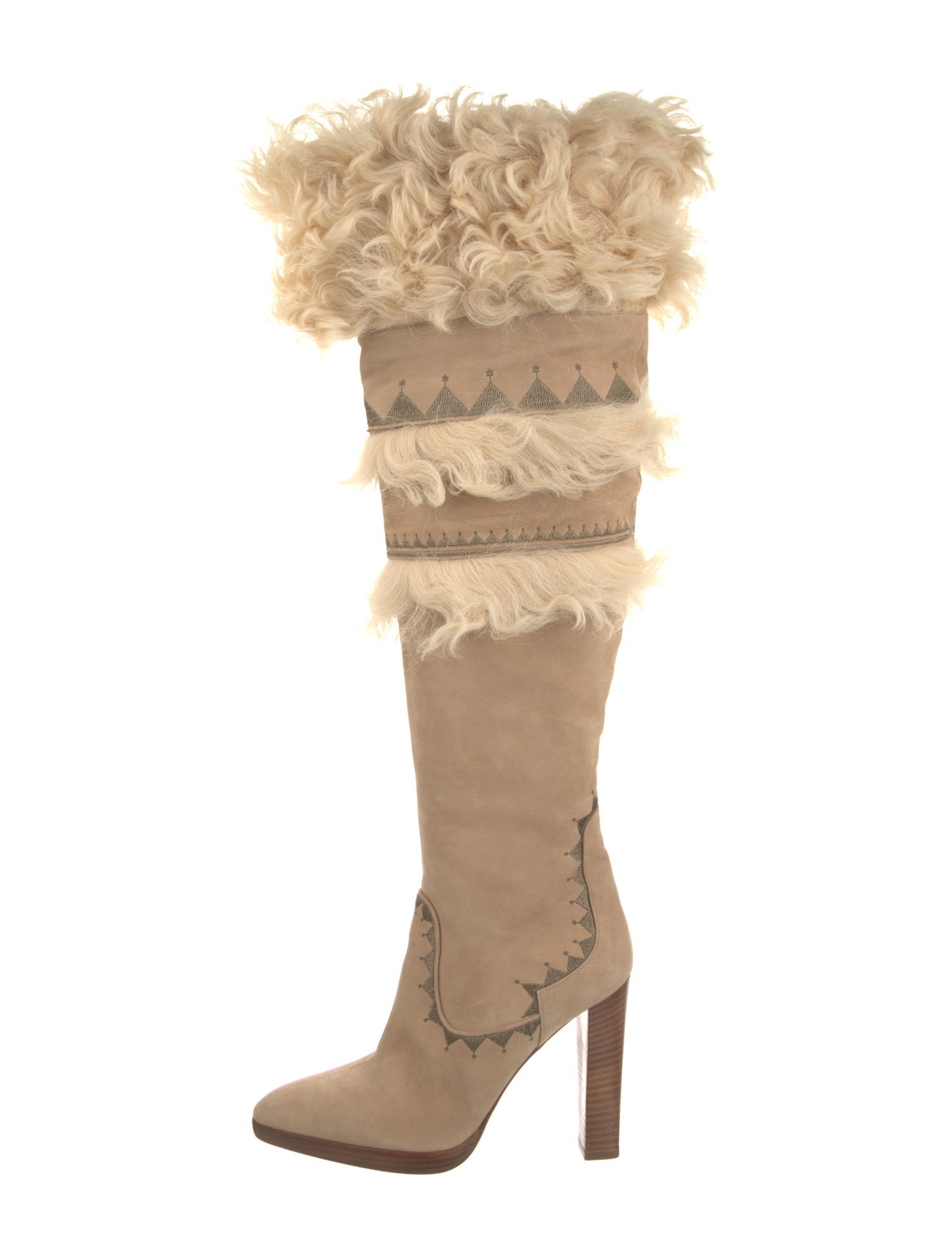 Hermès Shearling Fur Trim Slouch Boots