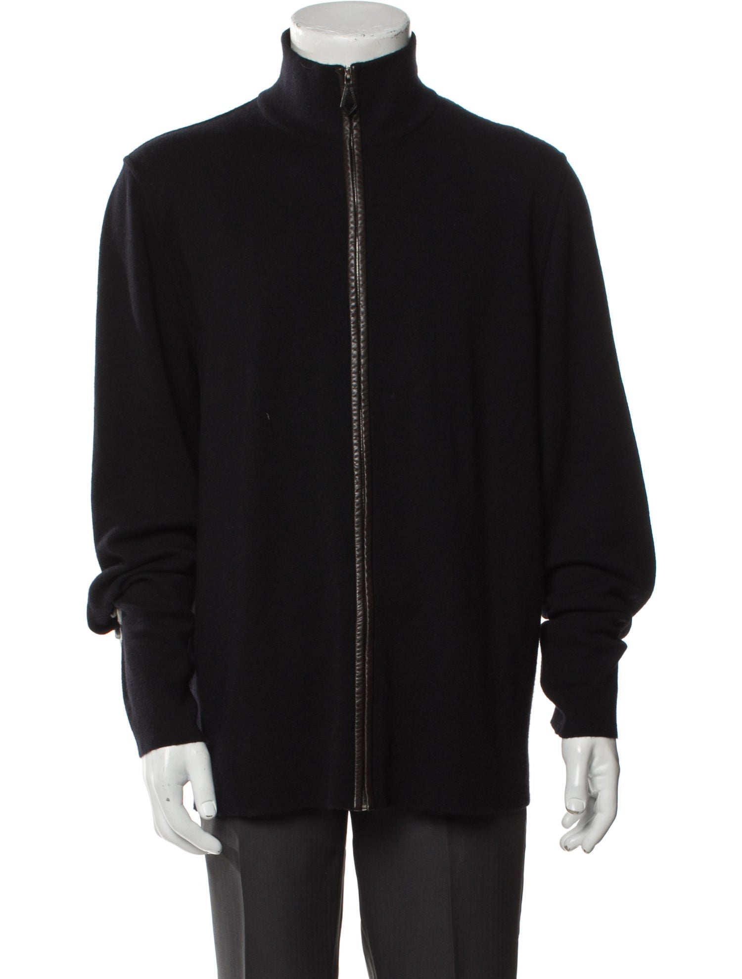 Hermès Leather Zip-Up Sweater