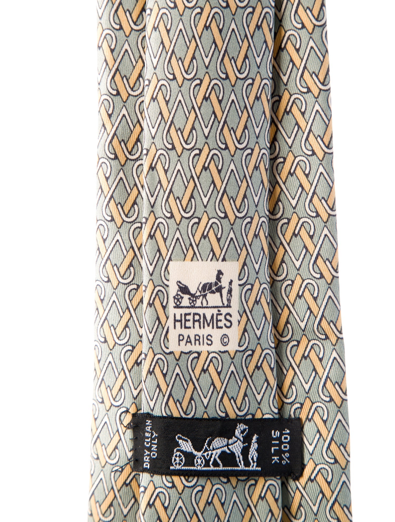 Hermès Silk green pattern tie