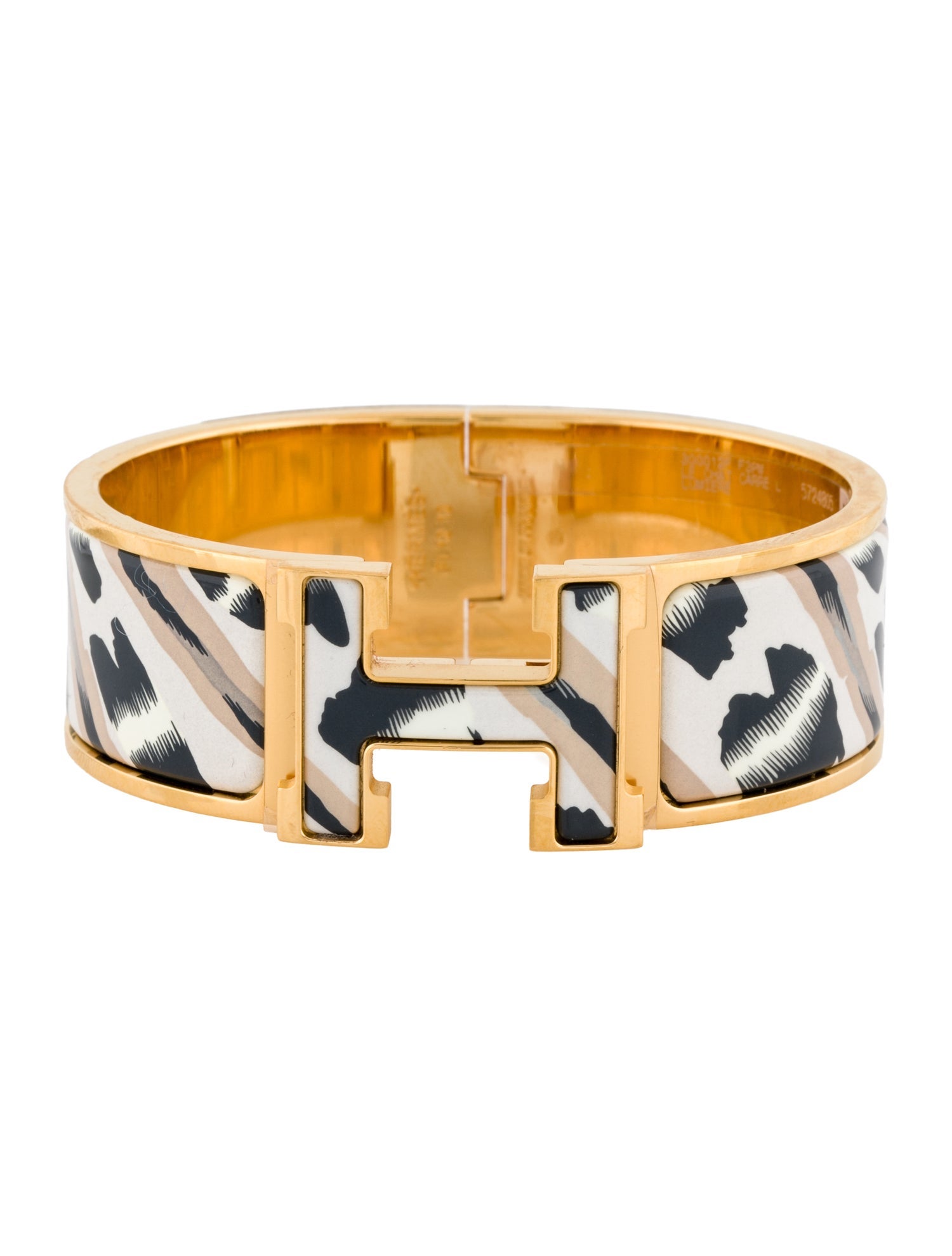 Hermès Clic Clac H Enamel at Turnlock Le Chat Carre Bracelet