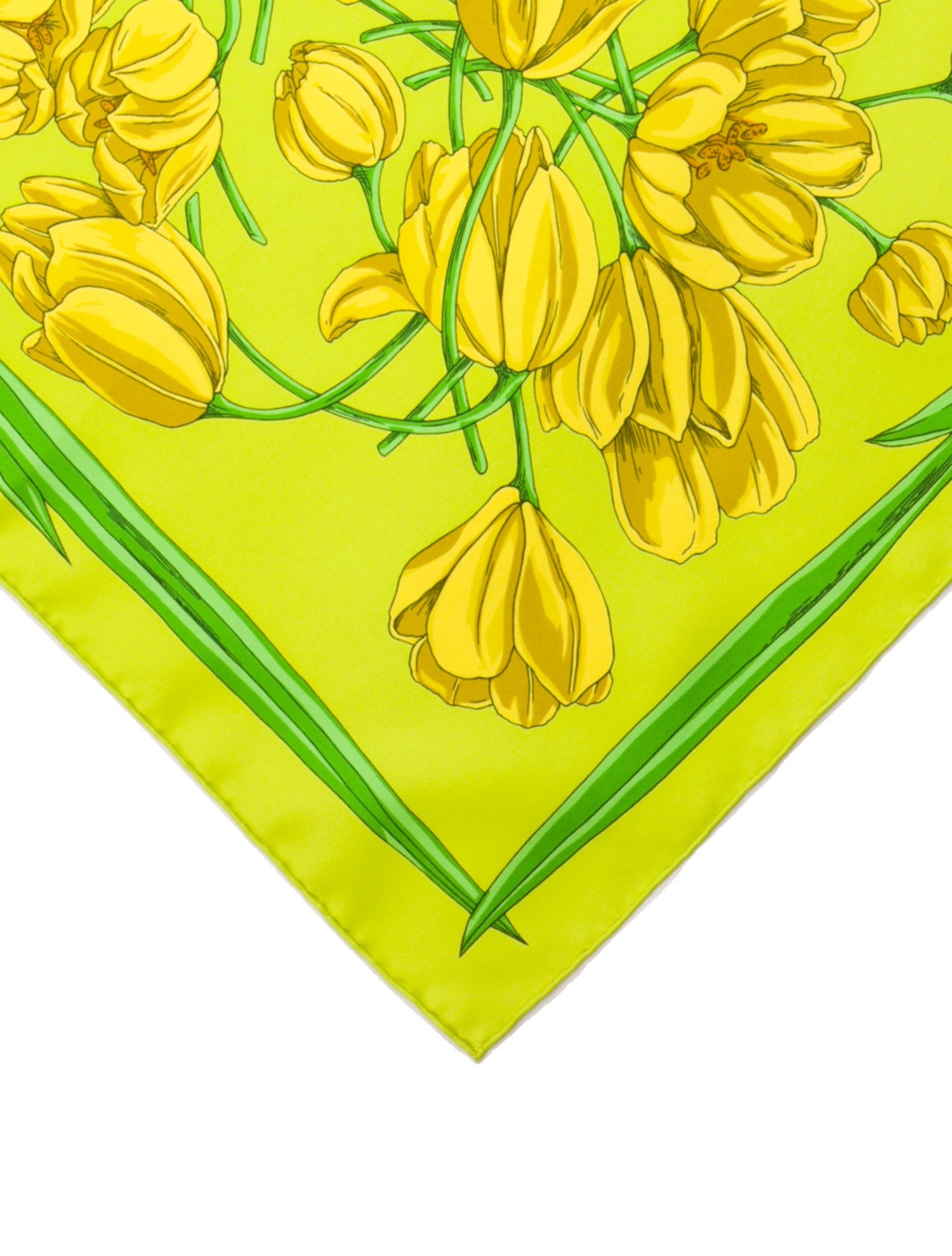 Hermès Tulips Pocket Square Silk Scarf
