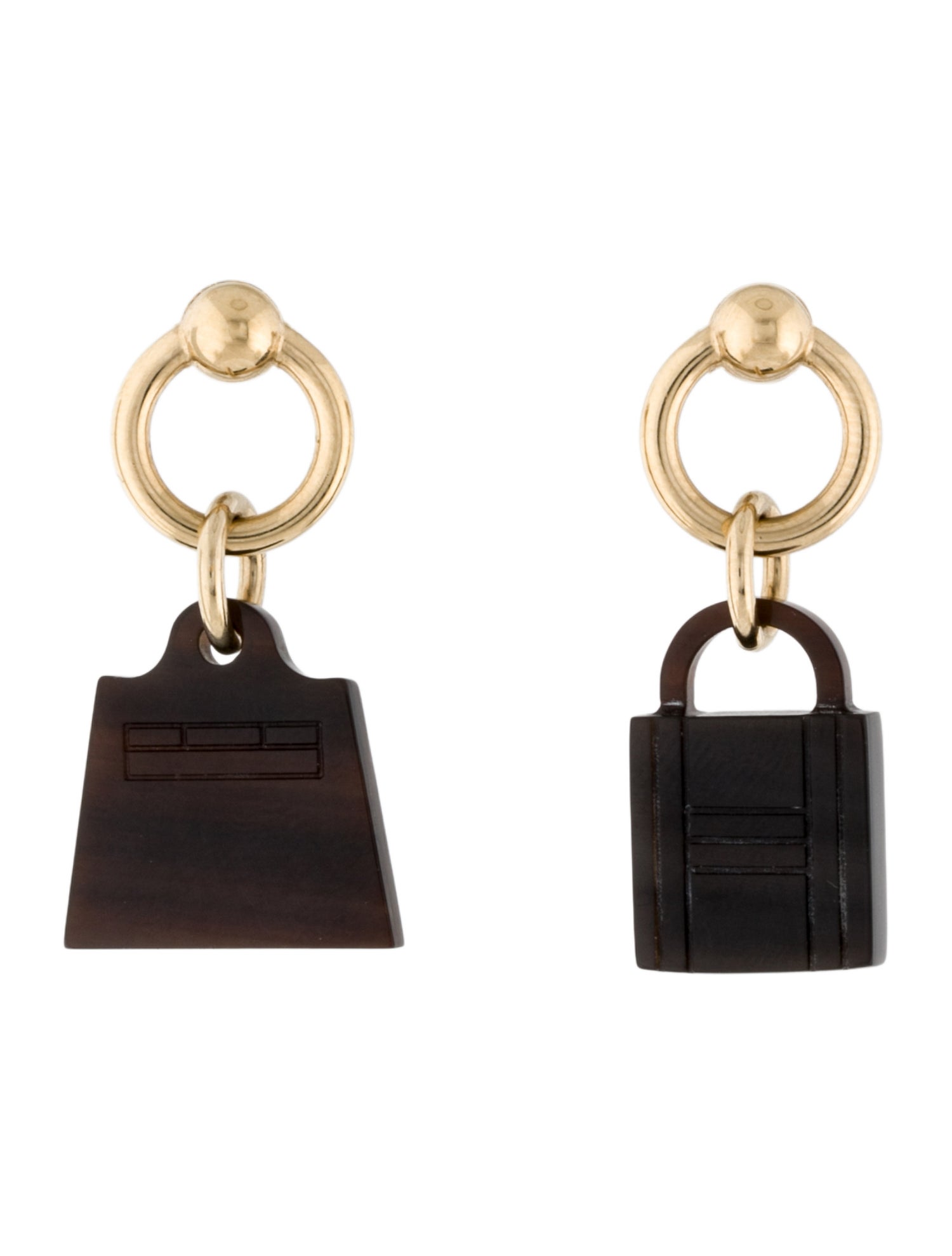 Hermès Horn Amulette Maroquinier Drop Earrings