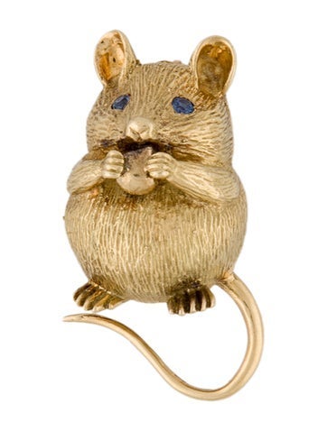 Hermès Pin Vintage 18K Sapphire Field Mouse Brooch