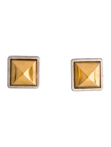 Hermès Clip-On Vintage Two-Tone Médor Pyramid Earrings