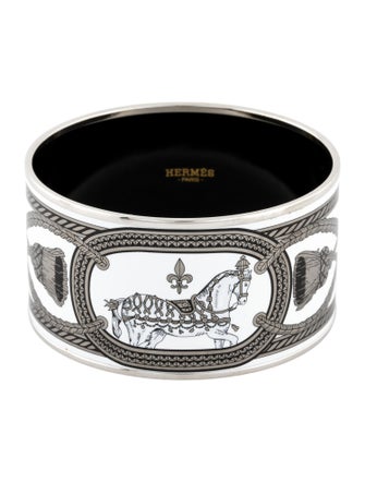 Hermès Grand Apparat Platine 2 Extra Wide Enamel Bangle Bracelet
