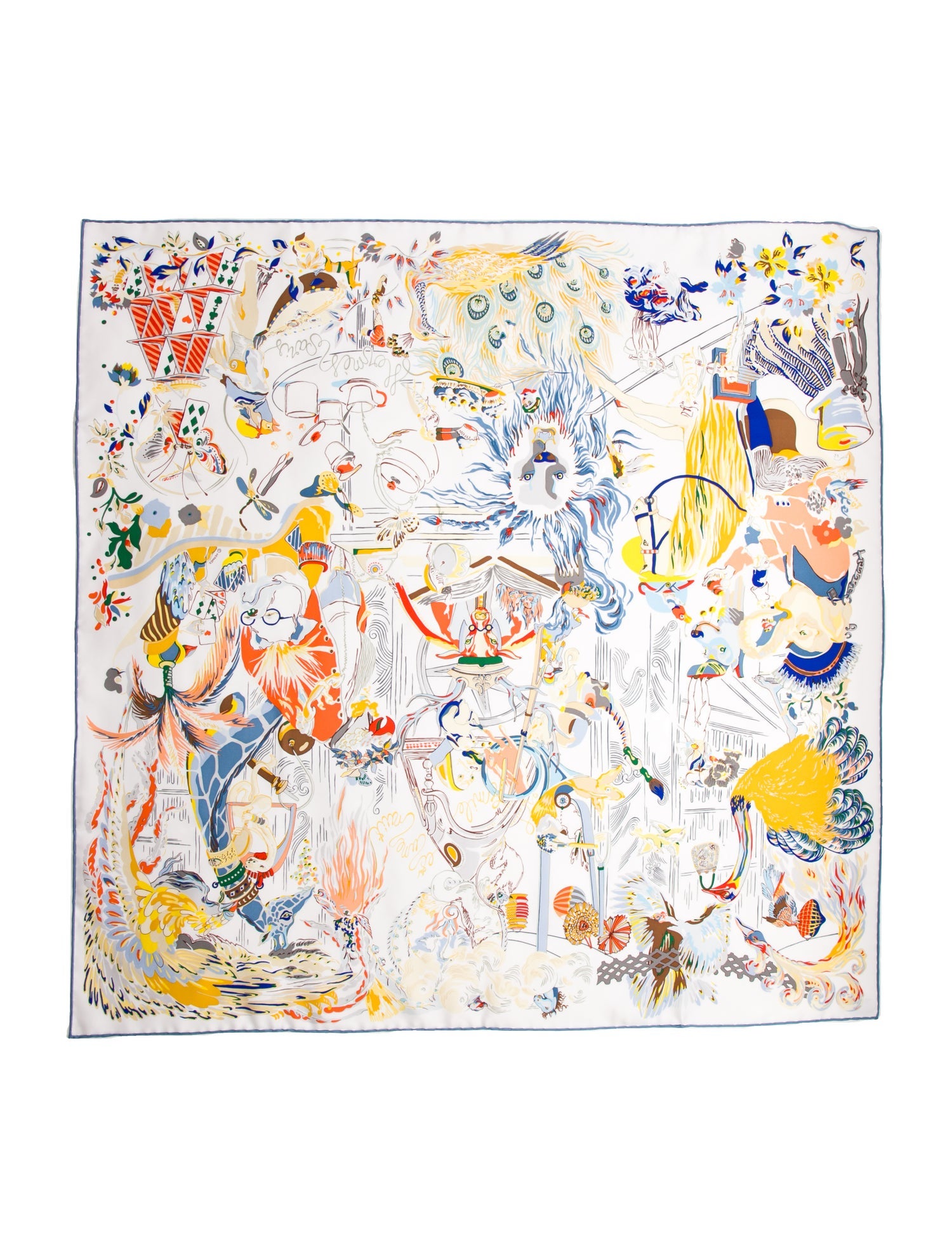 Christian Dior La Roue De La Fortune Silk Scarf - White