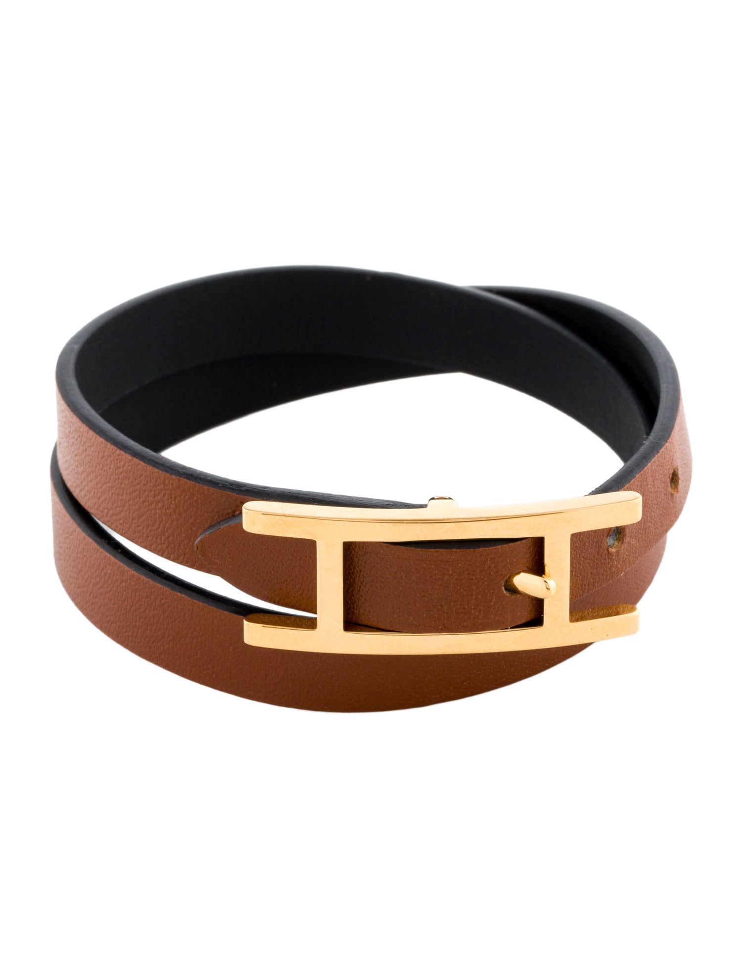 Hermès Leather Behapi Double Tour Bracelet