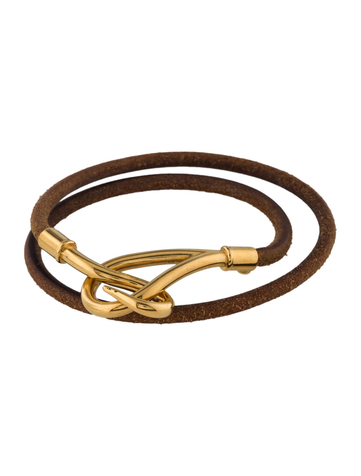 【HERMES】Leather Atame Wrap Bracelet Hermès Leather Atame Double Tour Wrap Bracelet - Brown, 18K