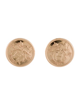 Hermès 18K Ex-Libres Round Stud Earrings