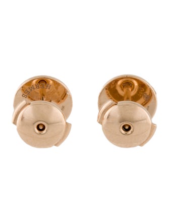 Hermès 18K Ex-Libres Round Stud Earrings