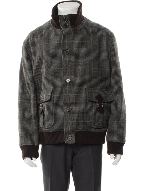 Hermès Wool Plaid Print Puffer Coat