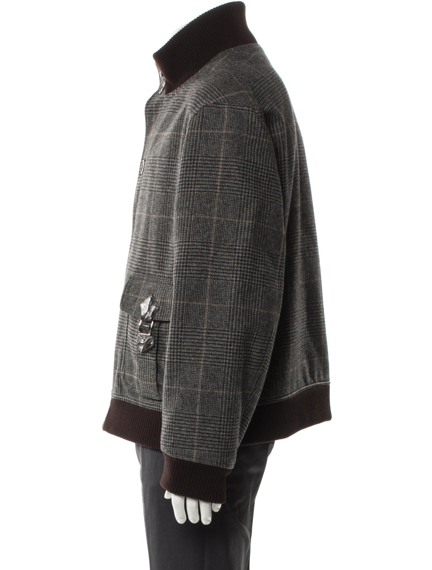 Hermès Wool Plaid Print Puffer Coat