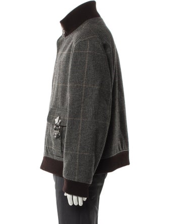 Hermès Wool Plaid Print Puffer Coat