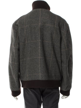 Hermès Wool Plaid Print Puffer Coat