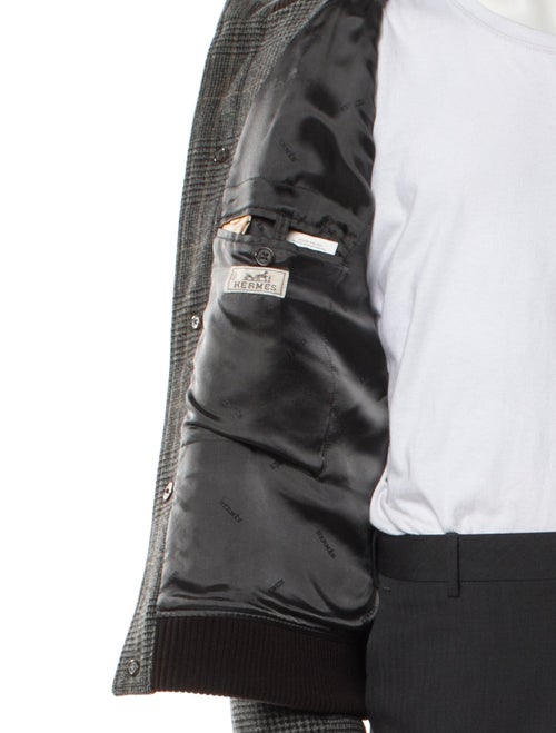 Hermès Wool Plaid Print Puffer Coat