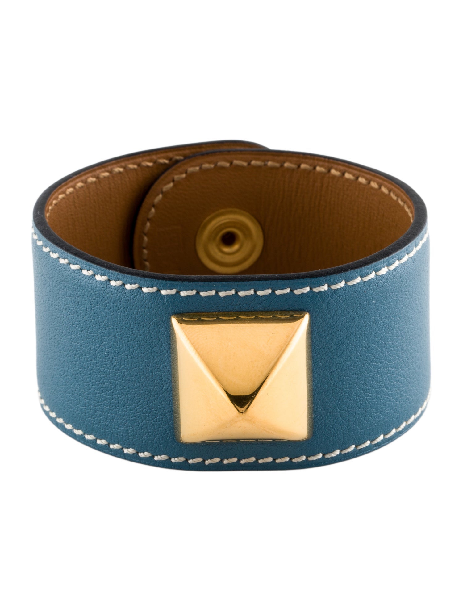 Hermès Leather Medor Stud Wrap Bracelet