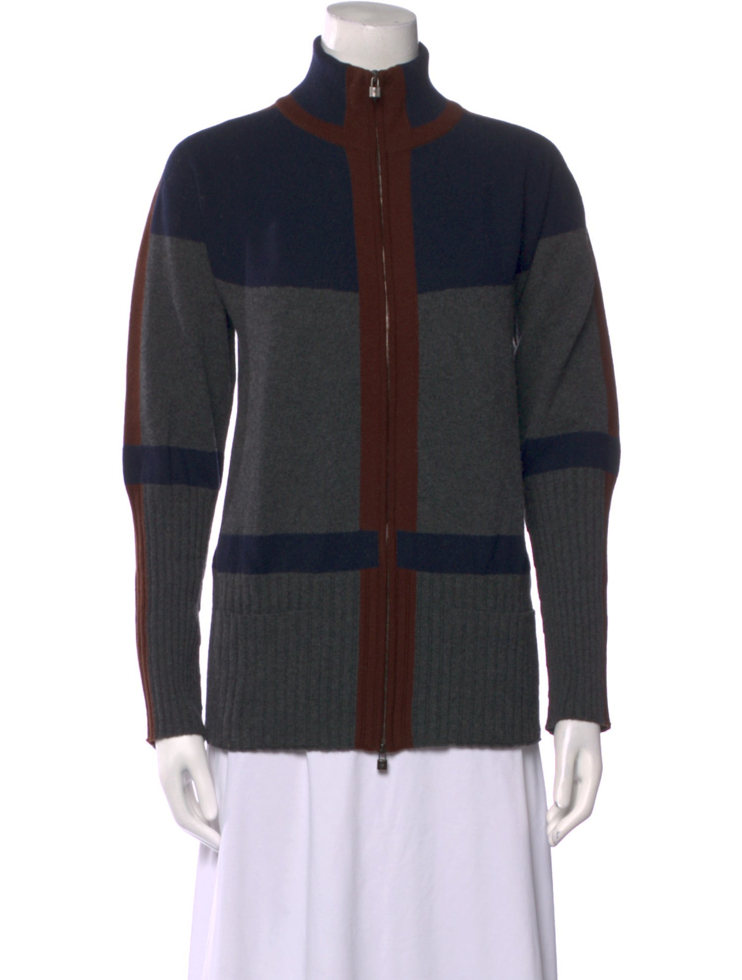 Hermès Cashmere Colorblock Pattern Cardigan