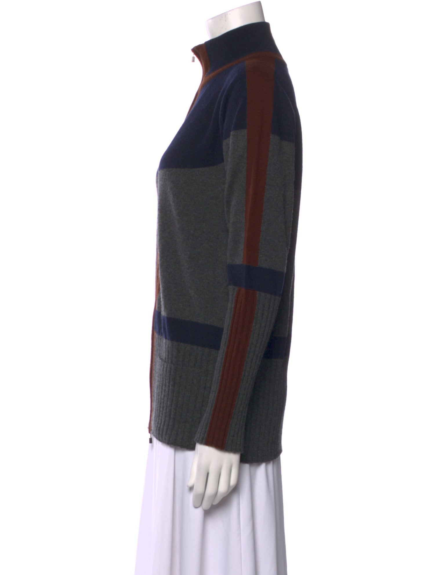 Hermès Cashmere Colorblock Pattern Cardigan