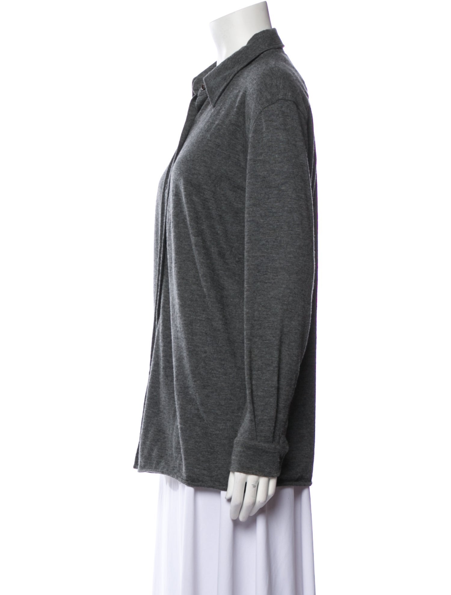 Hermès Cashmere Long Sleeve Button-Up Top