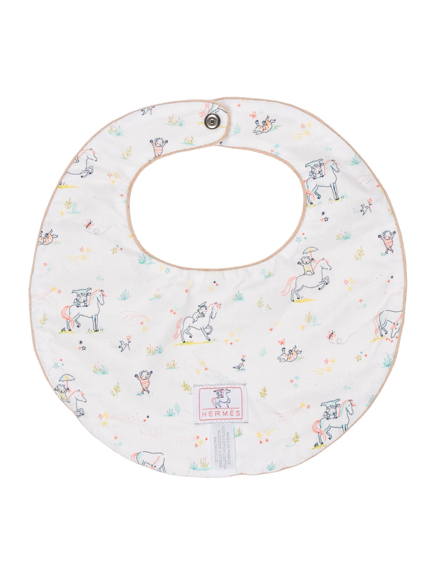 Hermès Infants' Embroidered Accent Baby Bib