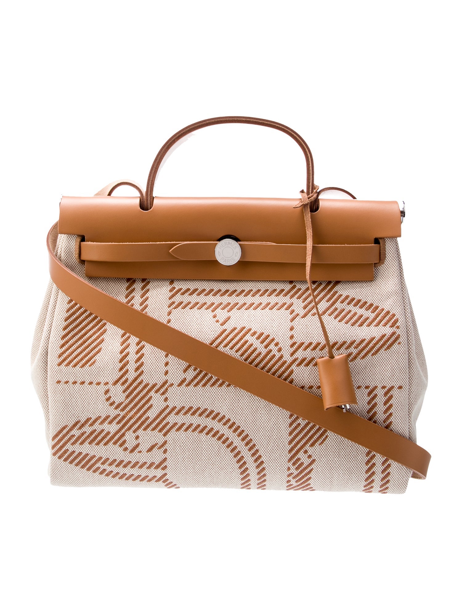 Hermès Toile Officier Herbag Zip Cabine 50 - Brown Handle