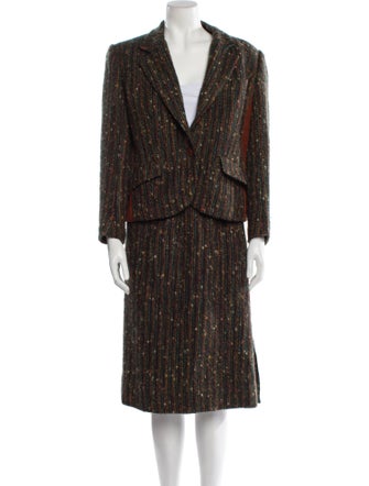 Hermès Wool Tweed Pattern Skirt Suit