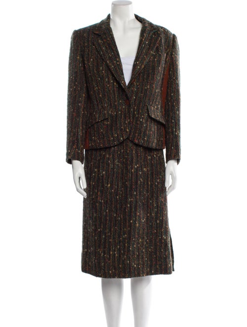 Hermès Wool Tweed Pattern Skirt Suit