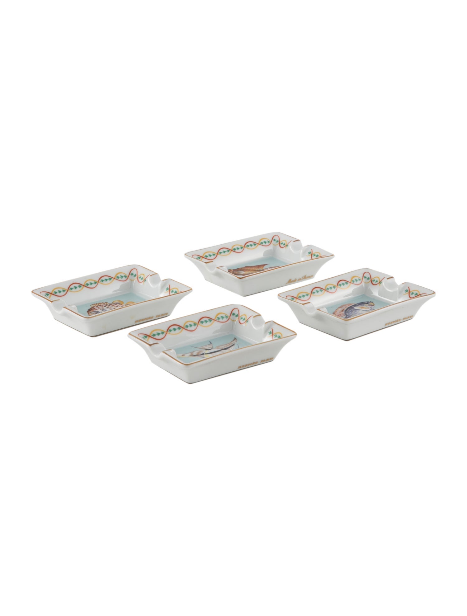 Hermès 4-Piece Poissons Exotiques Mini Ashtray Set