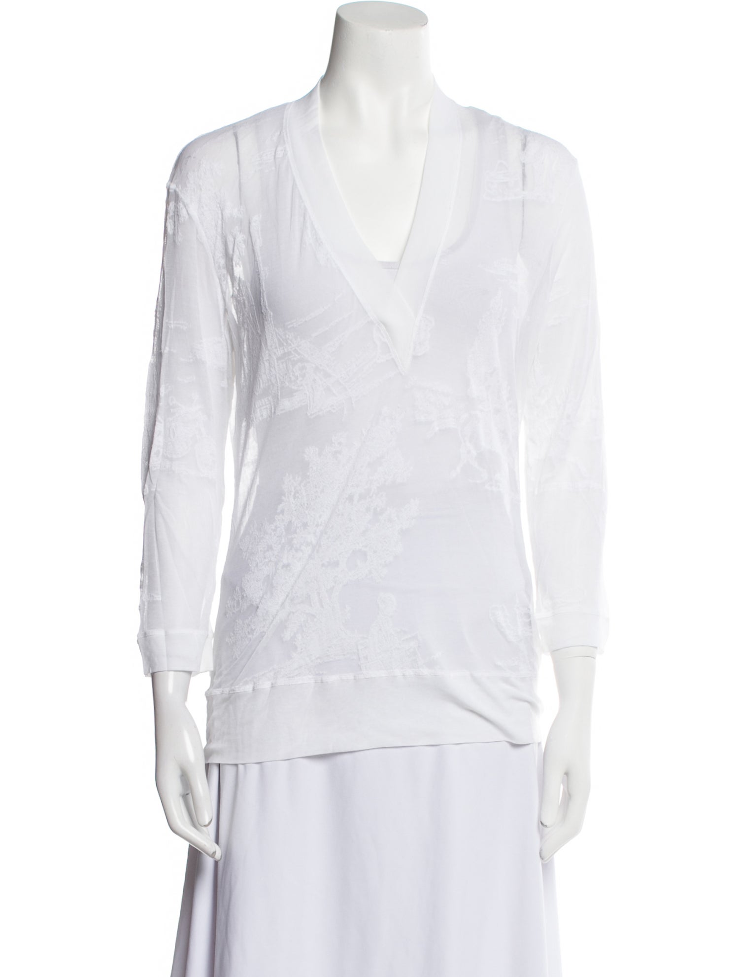 Hermès Late 2000's - Early 2010's V-Neck Top