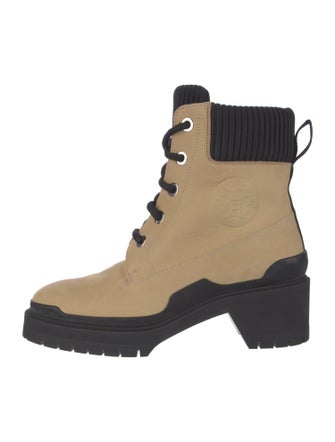Hermès Suede Colorblock Pattern Combat Boots