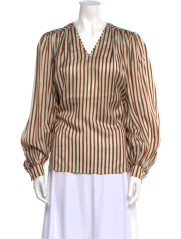 Hermès Tops Silk Striped Blouse S