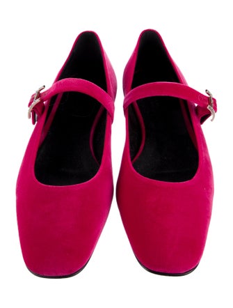 Hermès H Logo Velvet Mary Jane Flats