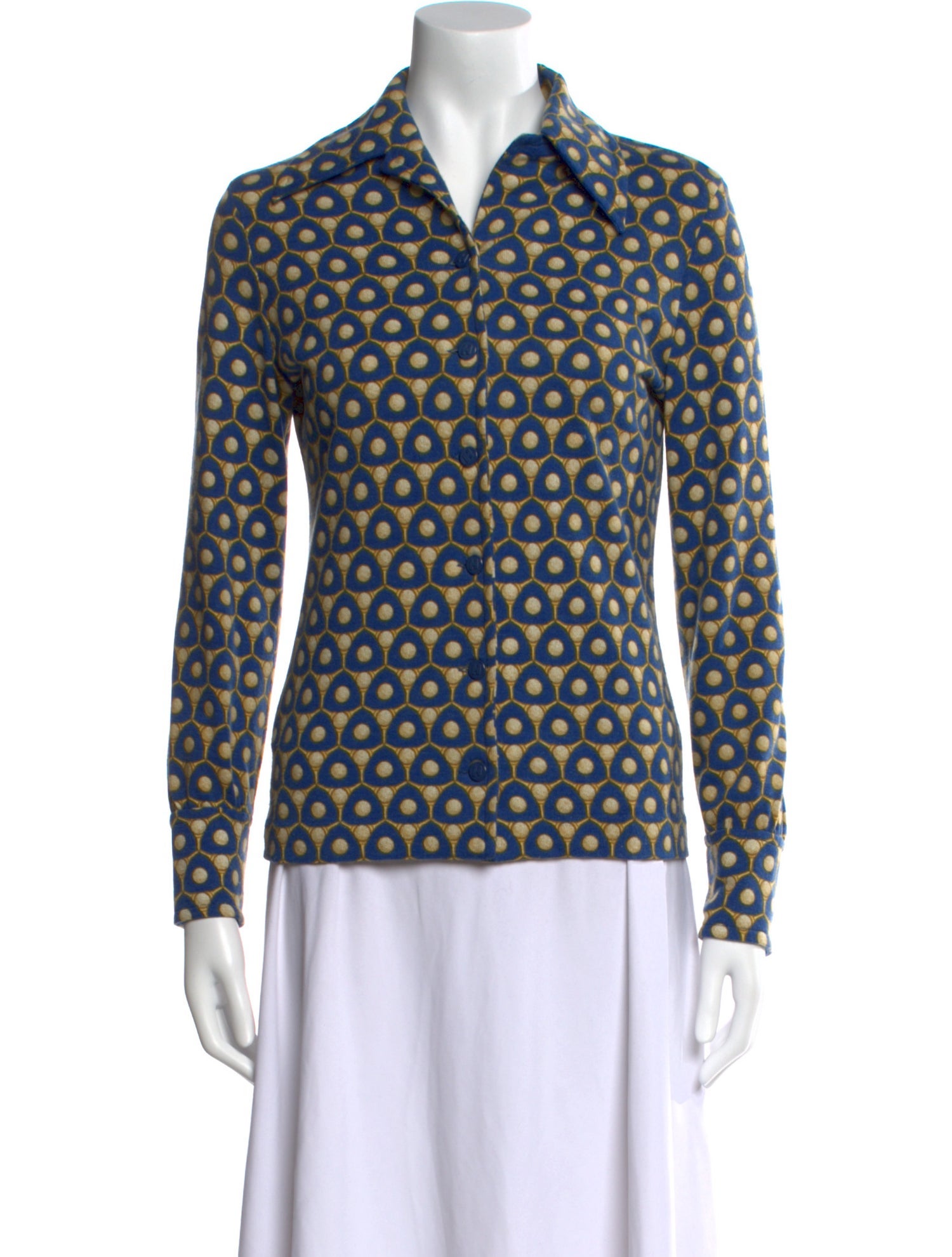 Hermès Printed Long Sleeve Button-Up Top